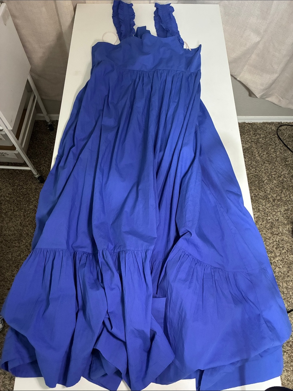 Free People Cobalt Blue Ruffle Strap Maxi Dress with Back Tie - Picture 4 of 9